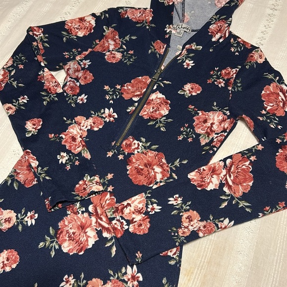 Ladies J for Justify Navy Floral Hooded Dress - Picture 3 of 8